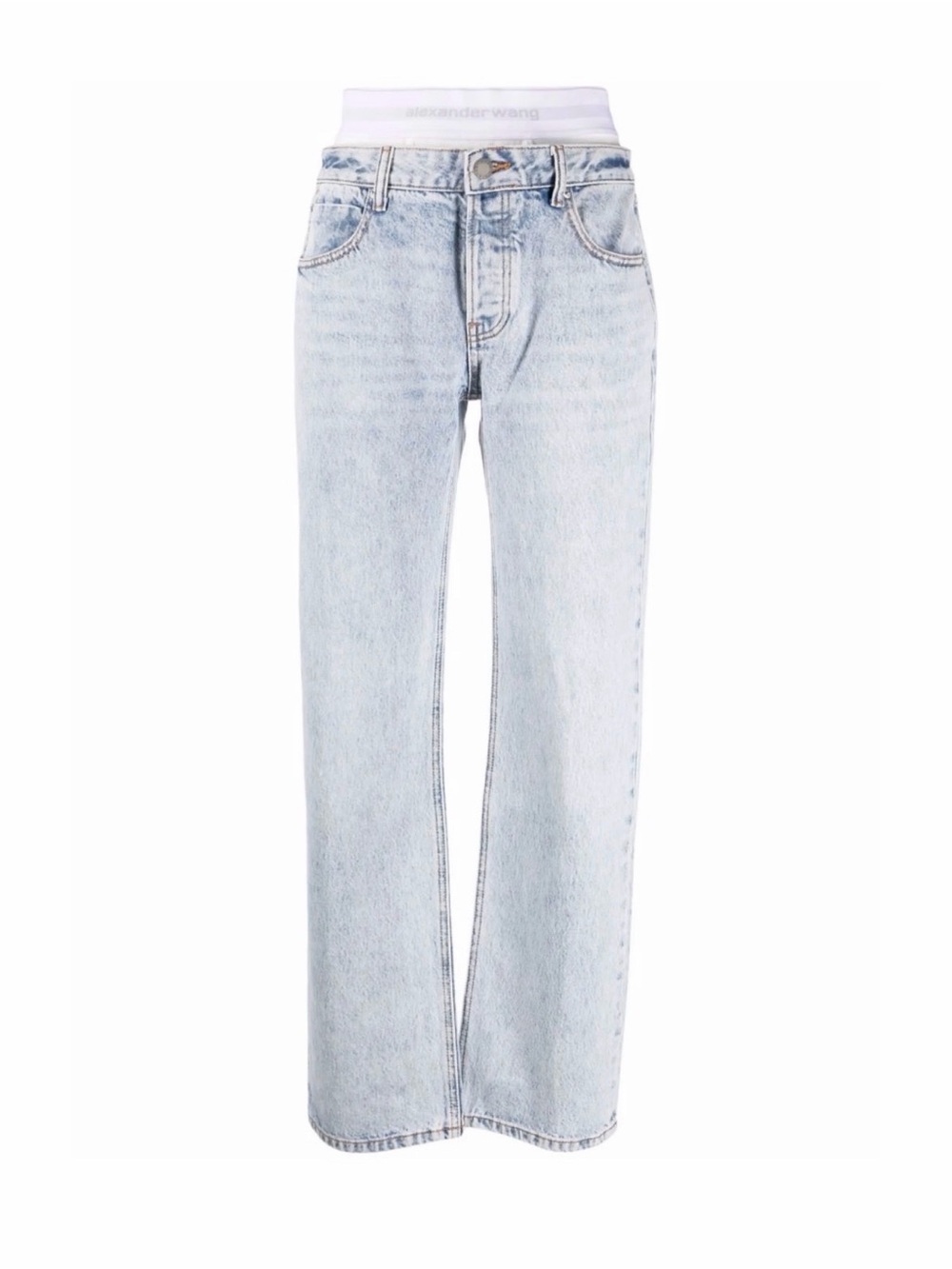 Alexander Wang Light Blue Denim Jeans with White Elastic Waistband